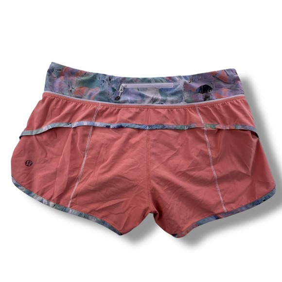 lululemon athletica Pants - Lululemon Speed Up Short 2.5 Coral Pink Abstract Floral Print Running Womens 8
